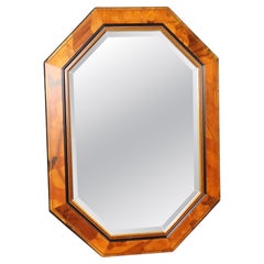 Hollywood Regency Style Octagonal Burled and Beveled Glass Mirror