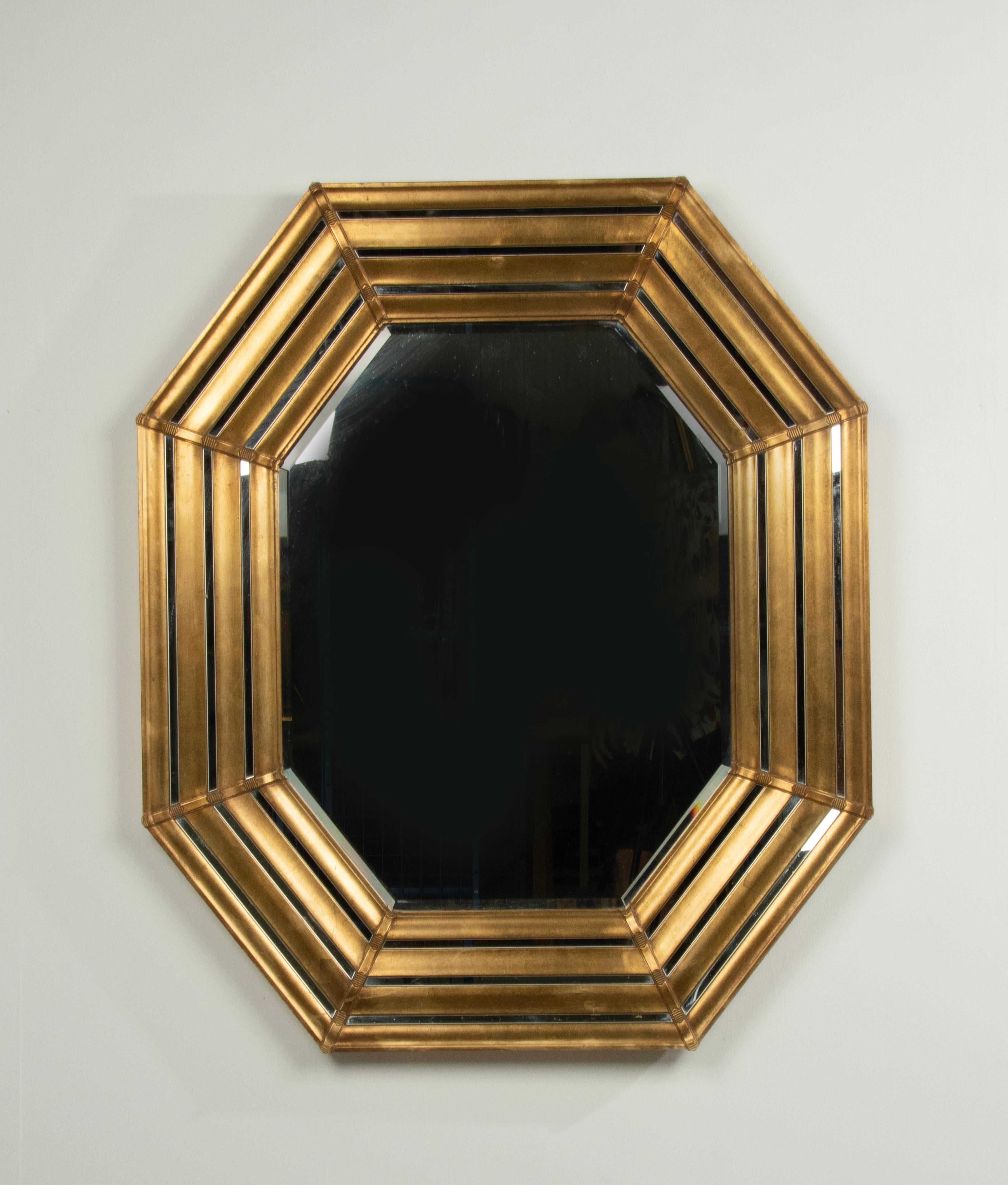 Hollywood Regency Style Octoganonal Gilt Wall Mirror For Sale 2
