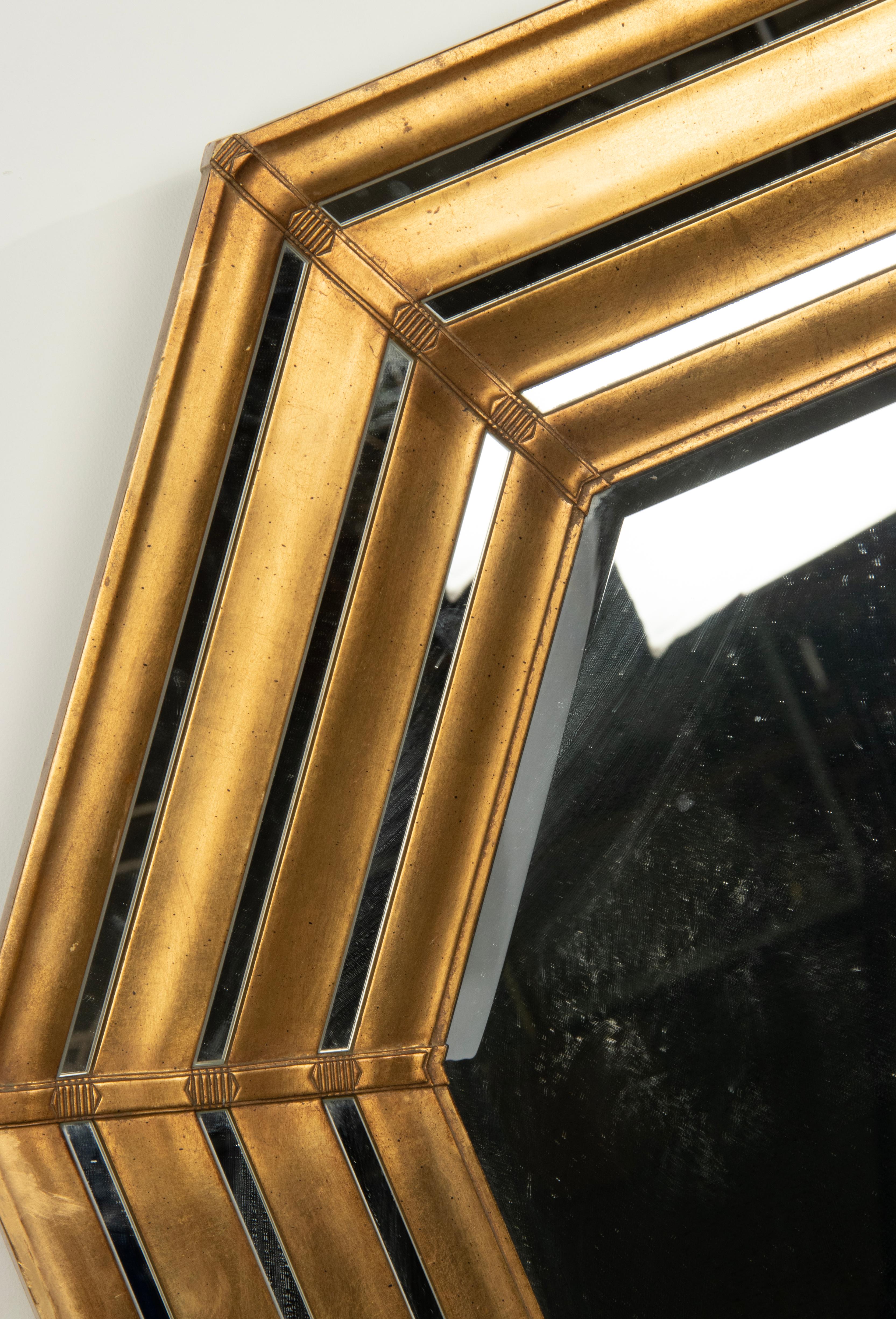 Hollywood Regency Style Octoganonal Gilt Wall Mirror For Sale 8