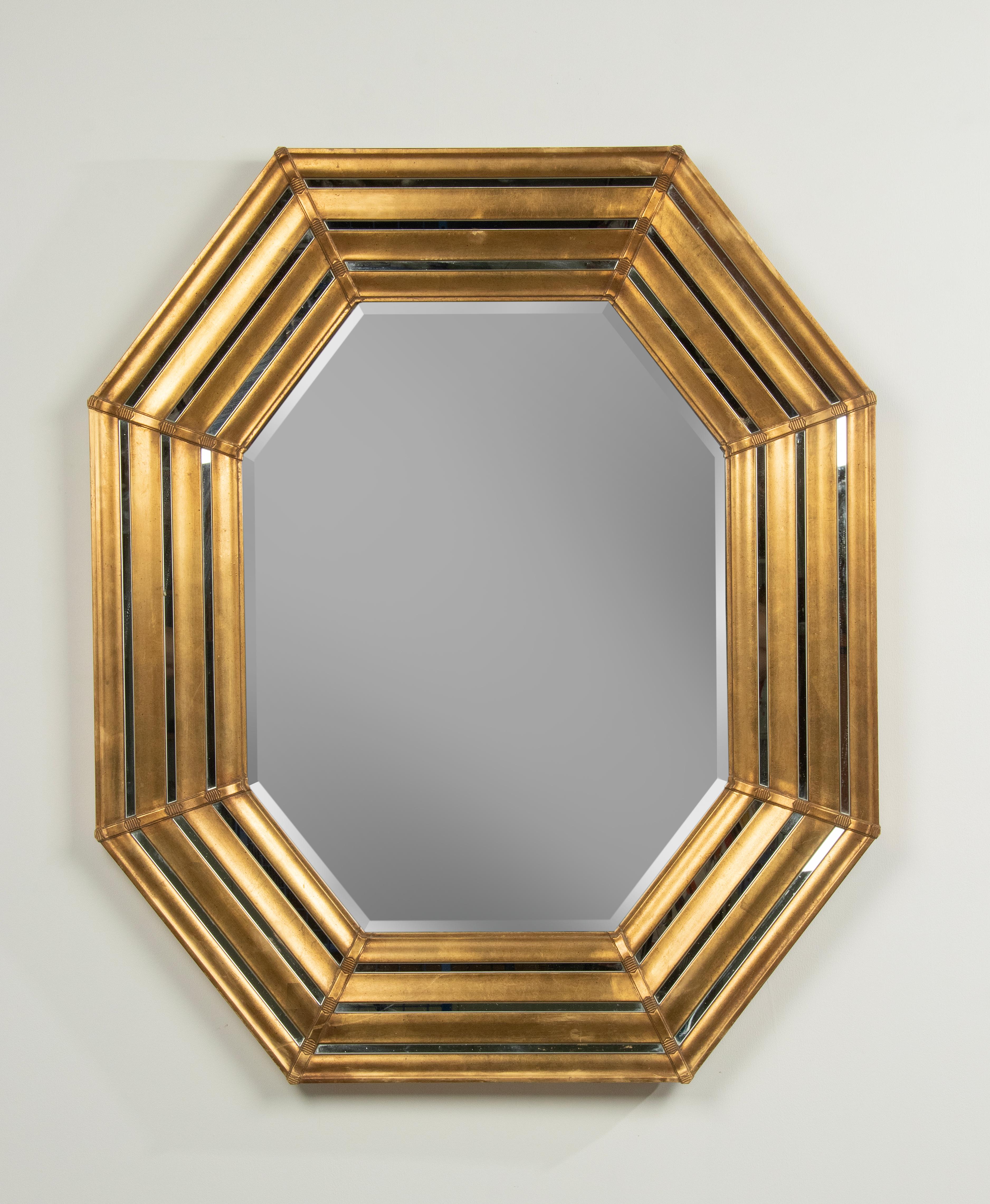 Hollywood Regency Style Octoganonal Gilt Wall Mirror For Sale 9