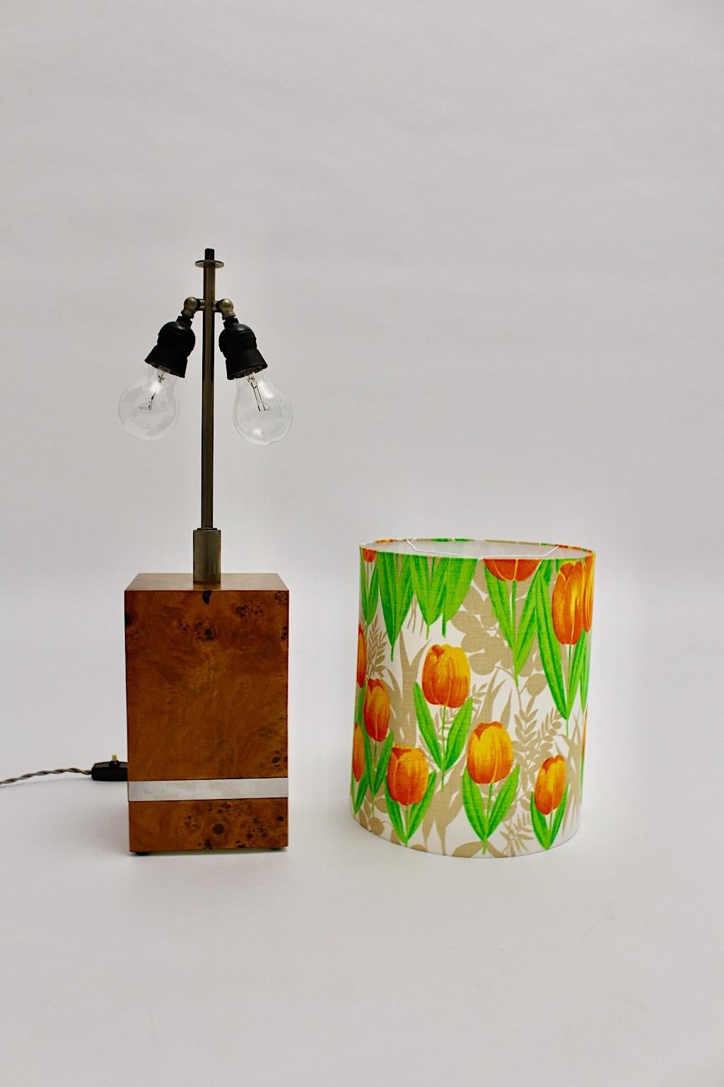 Hollywood Regency Style Orange Green Poplar Table Lamp Tommaso Barbi 1970s Italy For Sale 6