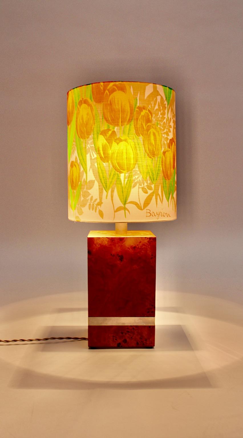Metal Hollywood Regency Style Orange Green Poplar Table Lamp Tommaso Barbi 1970s Italy For Sale
