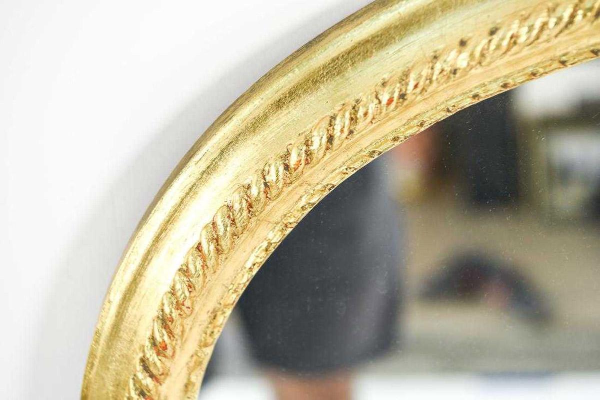 Hollywood Regency Style Oval Top Gilt Frame Mirror 1