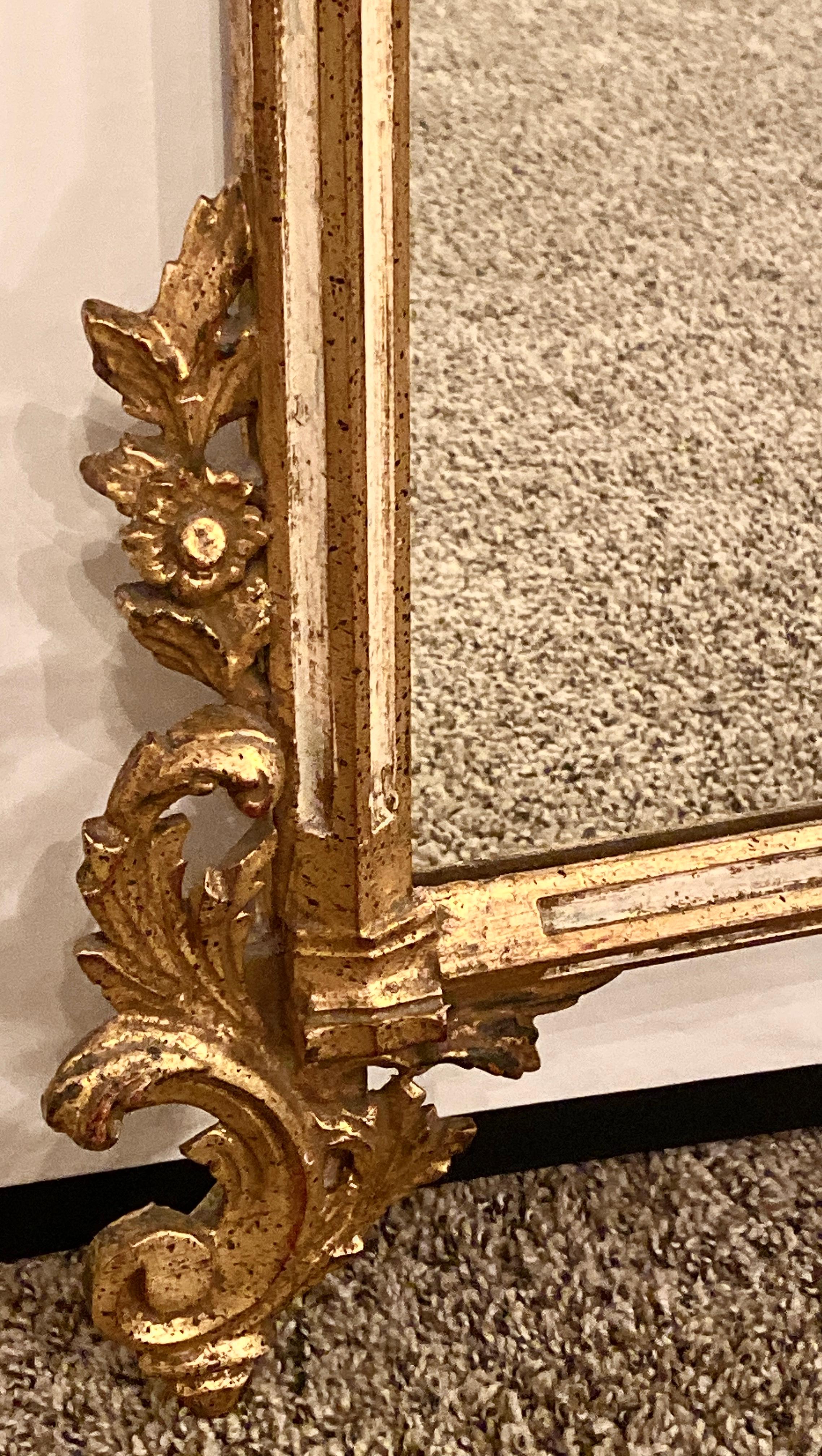 Italian Hollywood Regency Style Painted and Parcel-Gilt Carved Wood Wall Mirror, Italy