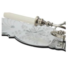 Hollywood Regency Style Pair of Mirrored Sconces With Two Nickel Arms