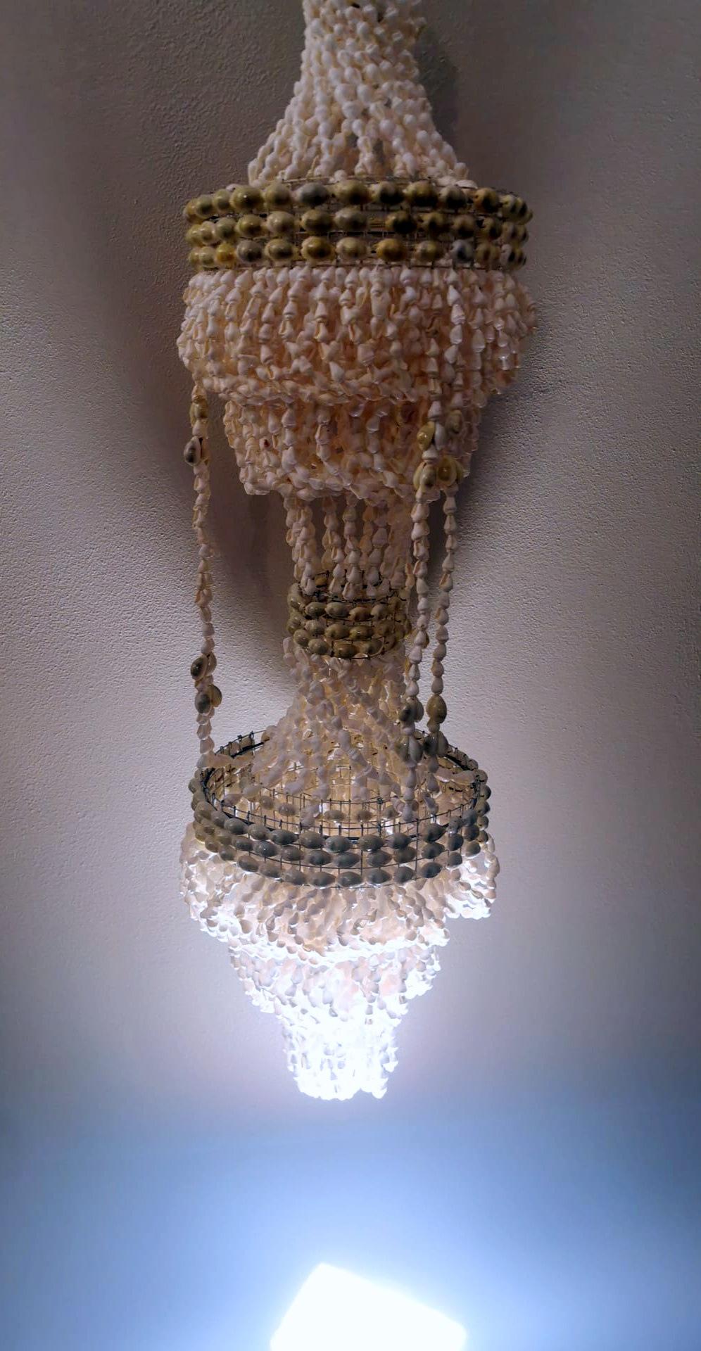 Hollywood Regency Style Pair of Philippines Pendants Woven with Sea Shells 8