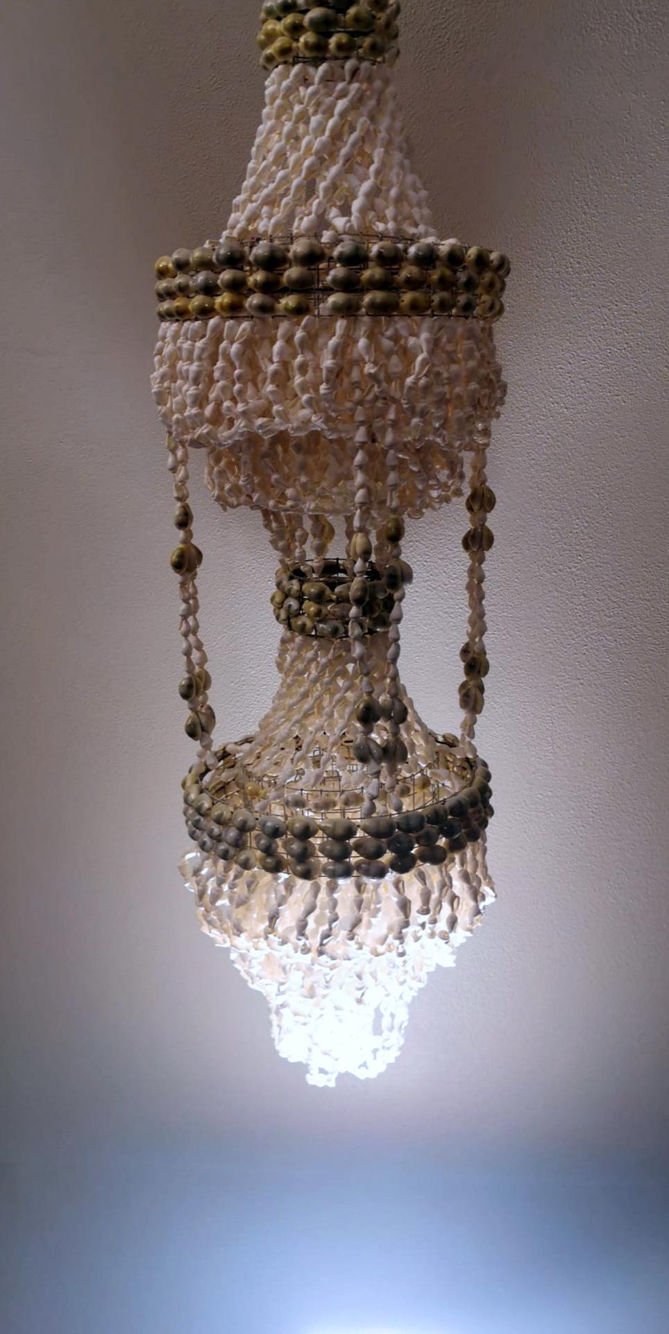 Hollywood Regency Style Pair of Philippines Pendants Woven with Sea Shells 9