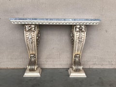 Hollywood-Regency-Konsole mit Palmblatt im Hollywood-Regency-Stil, lackiert in Almond-Latte, um 1980