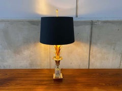 Hollywood Regency Style Palm Tree Table Lamp with Glass Foot, Maison Jansen
