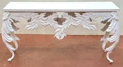 Hollywood Regency Style Palmette Console with White Quartz Stone Top