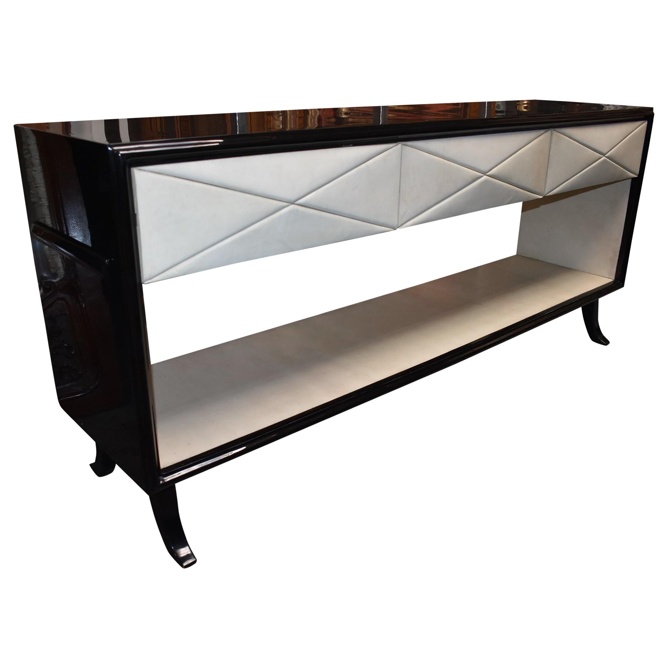 Hollywood Regency Style Parchment Credenza