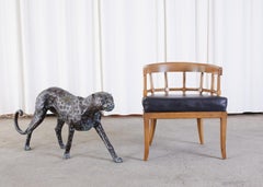 Hollywood Regency Style Patinated Bronze Cheetah Sculpture