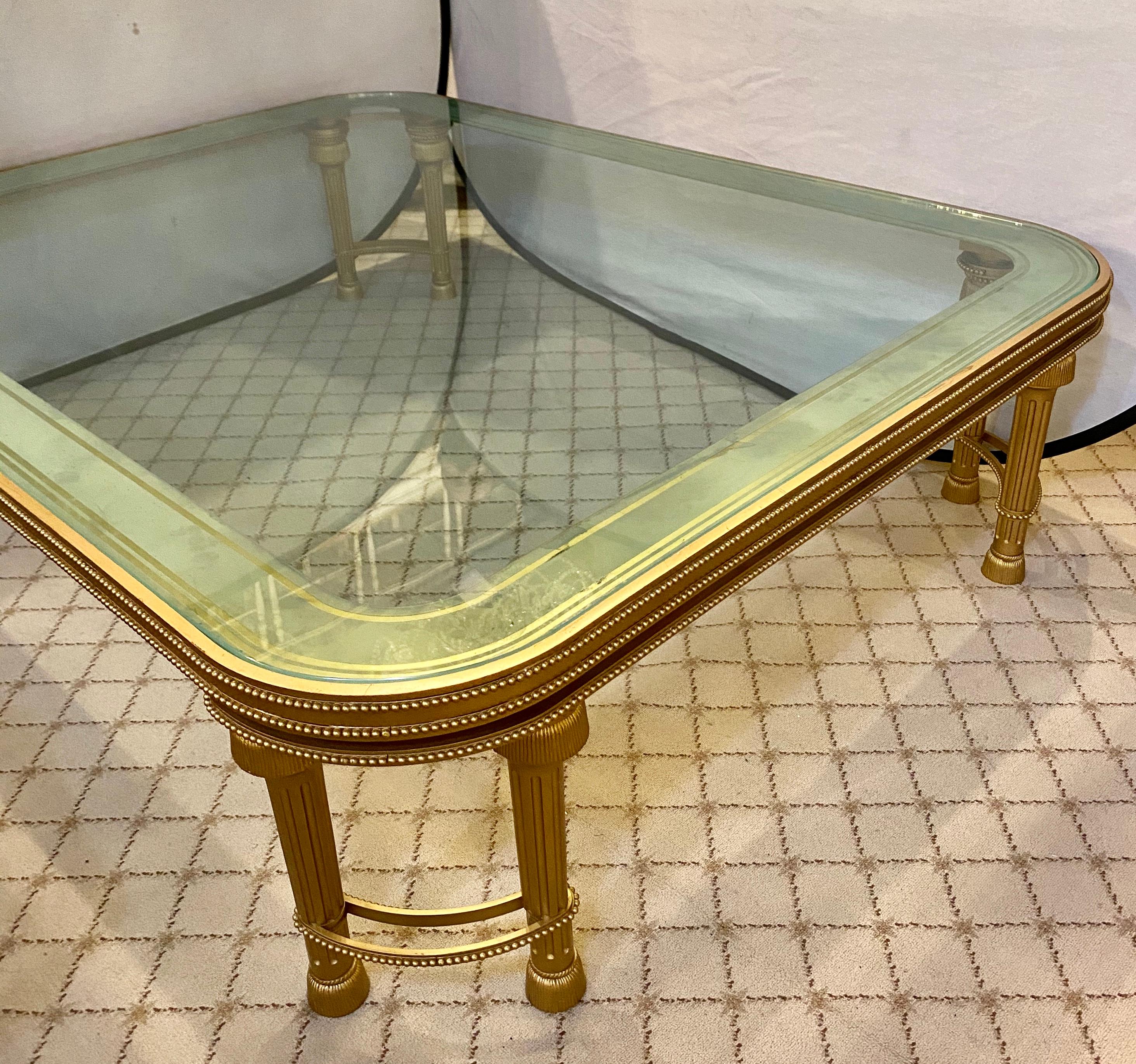 Hollywood Regency Style P.E. Guerin Coffee Table with Etched Glass Solid Bronze 9
