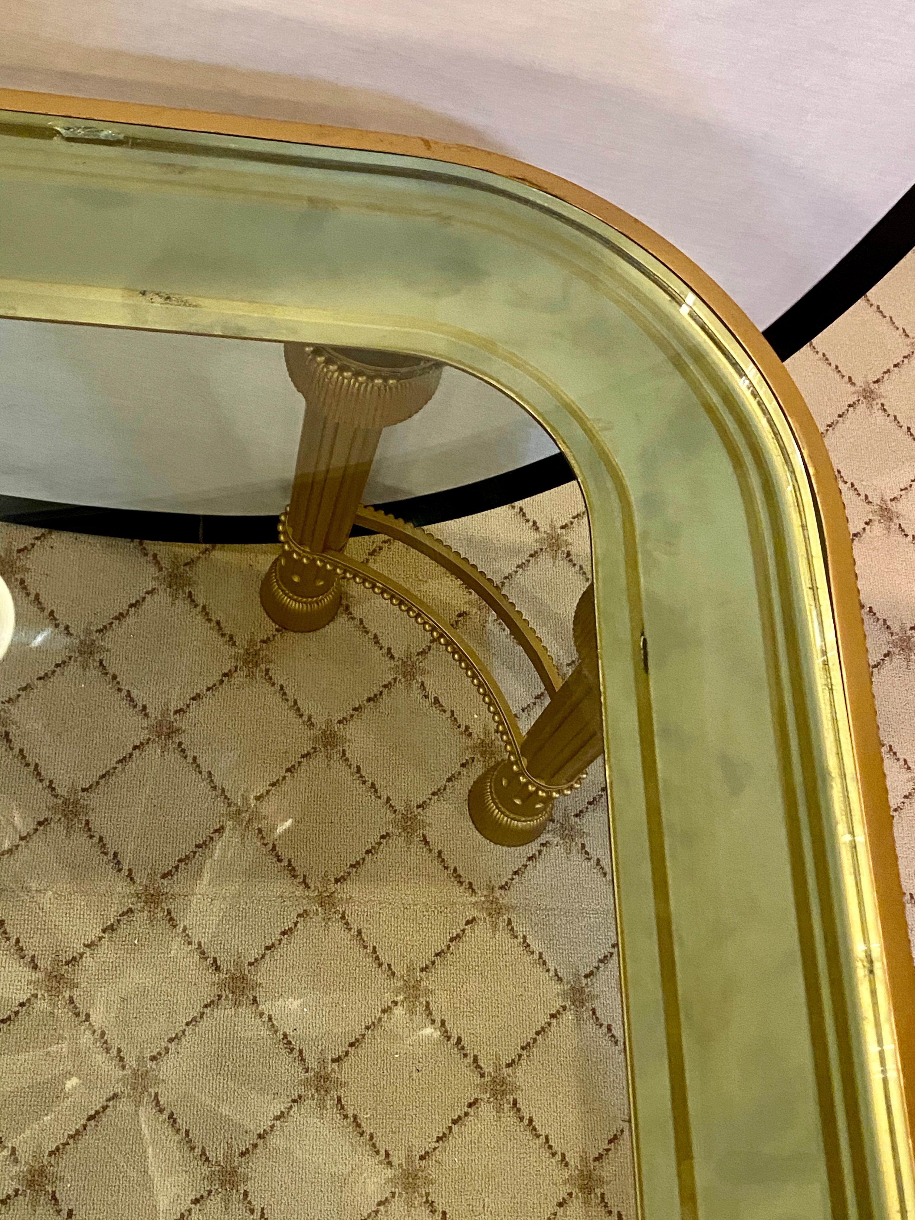Hollywood Regency Style P.E. Guerin Coffee Table with Etched Glass Solid Bronze 10