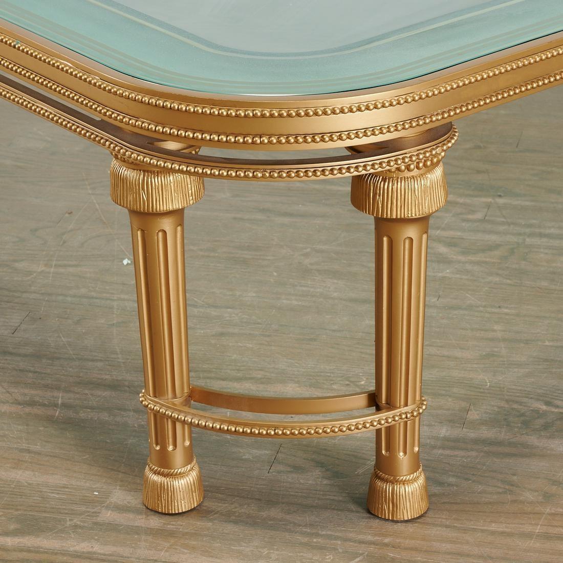 20th Century Hollywood Regency Style P.E. Guerin Coffee Table with Etched Glass Solid Bronze