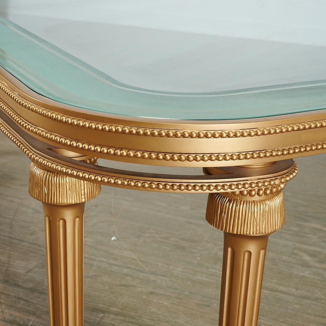 Hollywood Regency Style P.E. Guerin Coffee Table with Etched Glass Solid Bronze 1