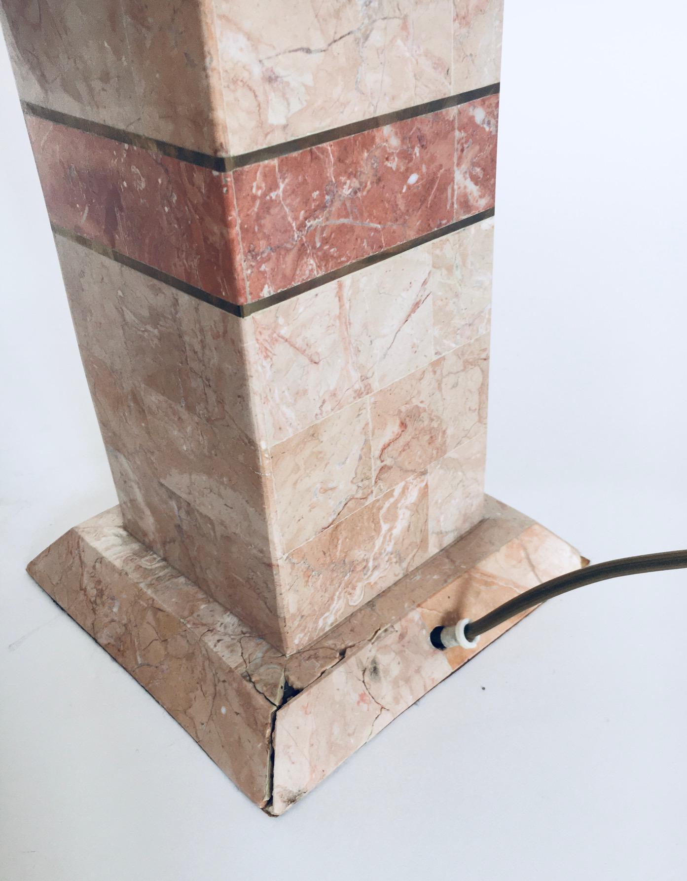 Hollywood Regency Style Pink Marble Table Lamp Set, Italy 1970's For Sale 3