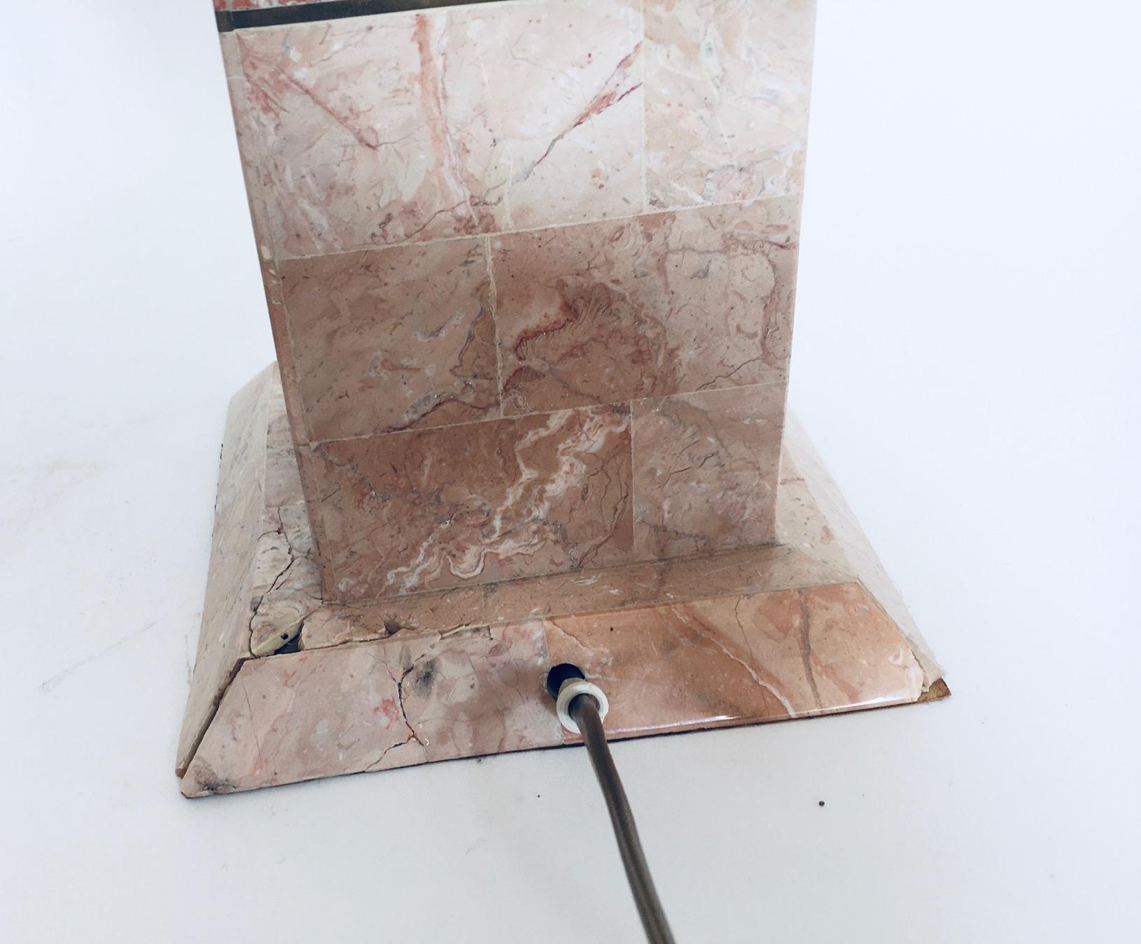 Hollywood Regency Style Pink Marble Table Lamp Set, Italy 1970's For Sale 4