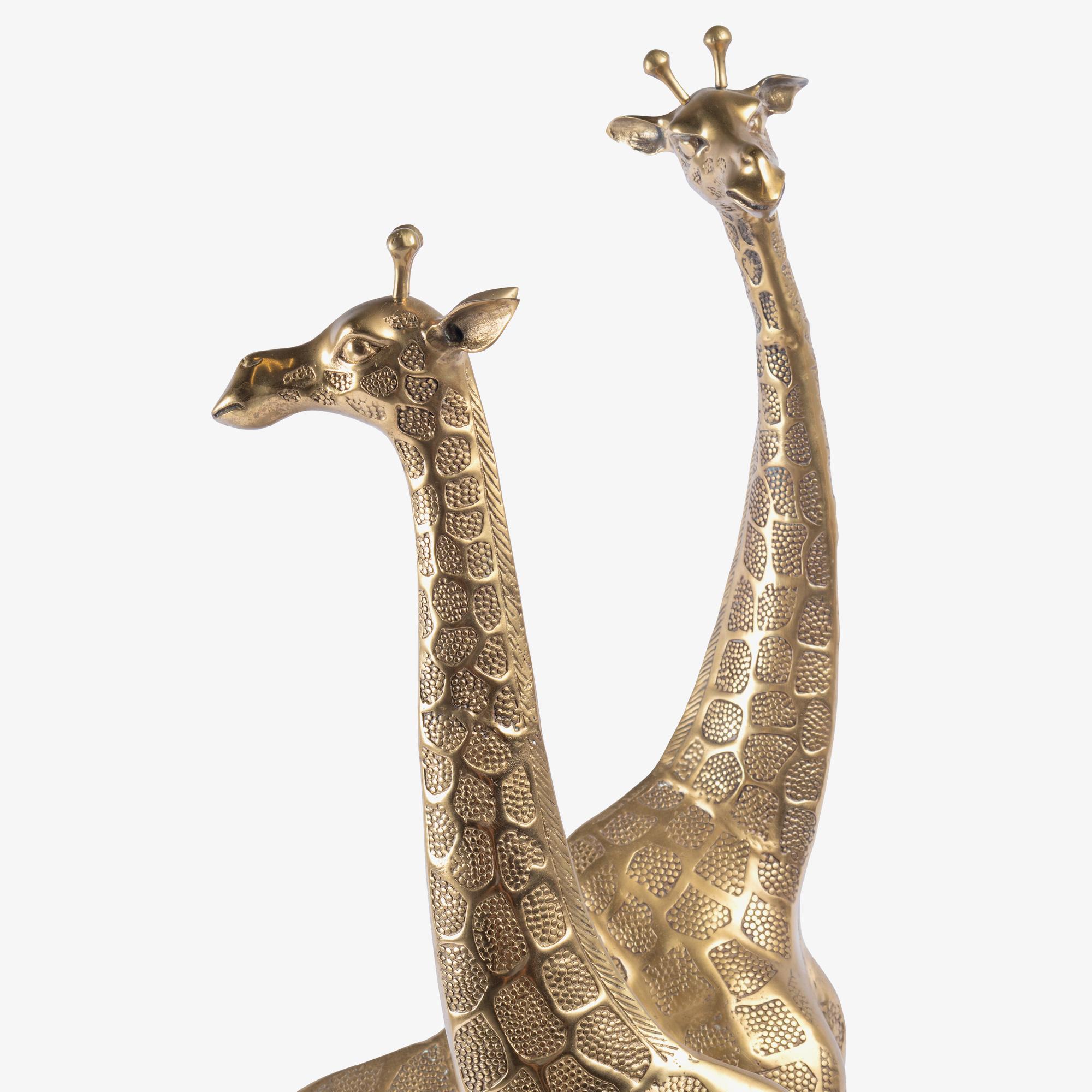 Sculture di giraffa in ottone lucido in stile Hollywood Regency, coppia in vendita 5