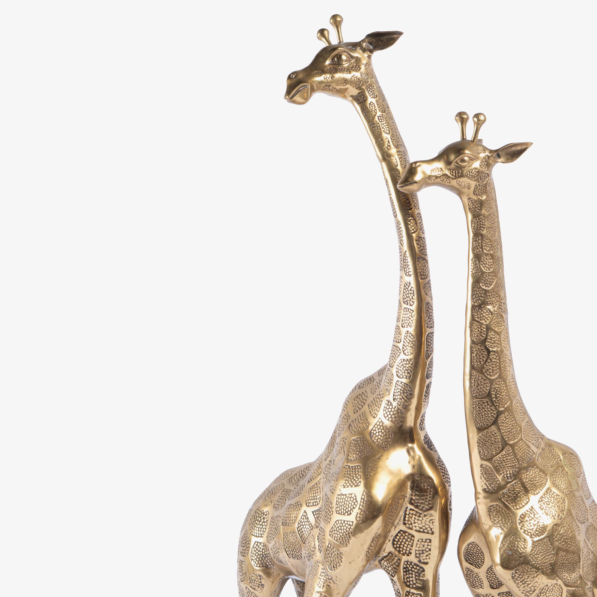Sculture di giraffa in ottone lucido in stile Hollywood Regency, coppia in vendita 7