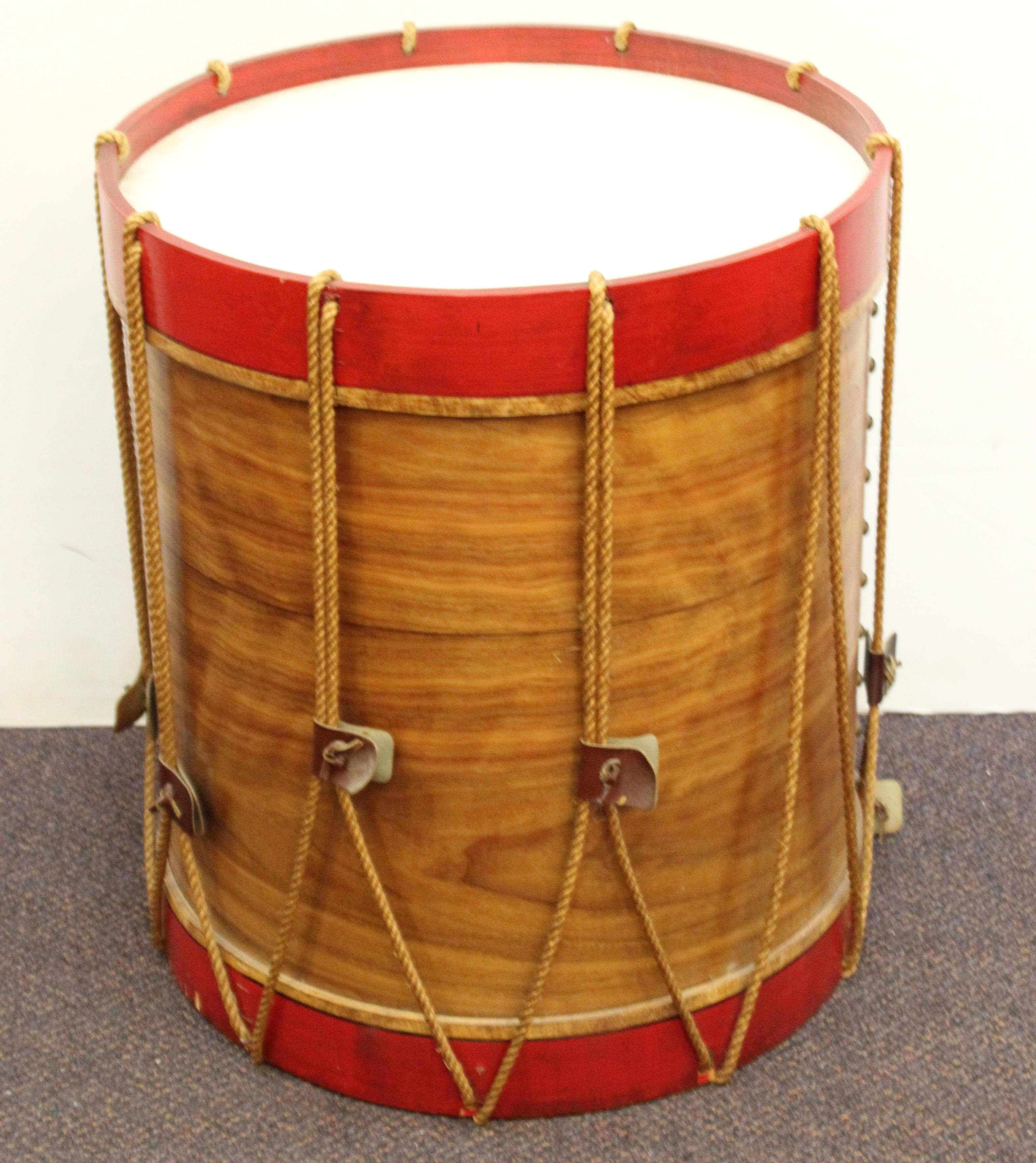 Wood Hollywood Regency Style Regimental British Drum Side Tables