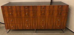 Hollywood Regency Style Rougier Rosewood and Black Lacquer Credenza Chest Server