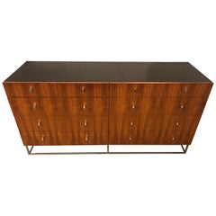 Hollywood Regency Style Rougier Rosewood and Black Lacquer Credenza Chest Server