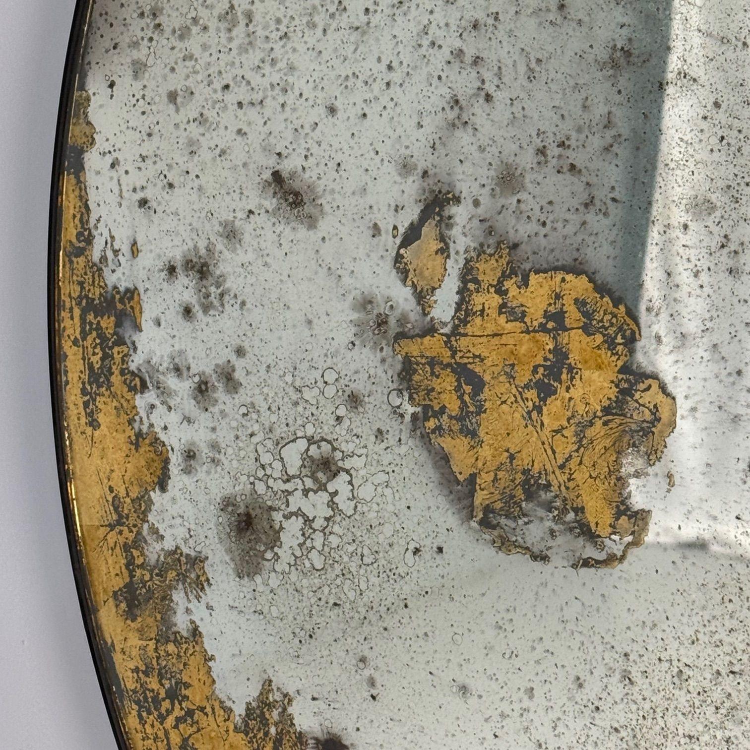 Verre Miroirs muraux ronds de style Hollywood Regency, verre églomisé, feuille d'or, 21e siècle en vente