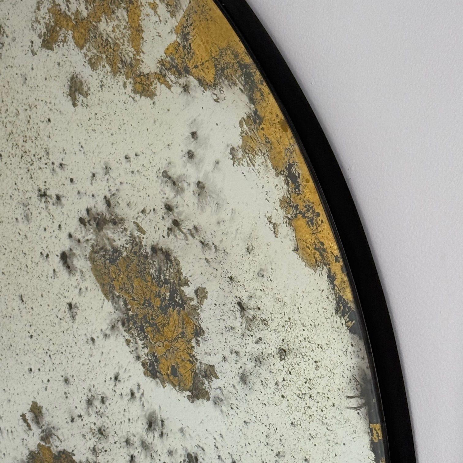 Miroirs muraux ronds de style Hollywood Regency, verre églomisé, feuille d'or, 21e siècle en vente 3