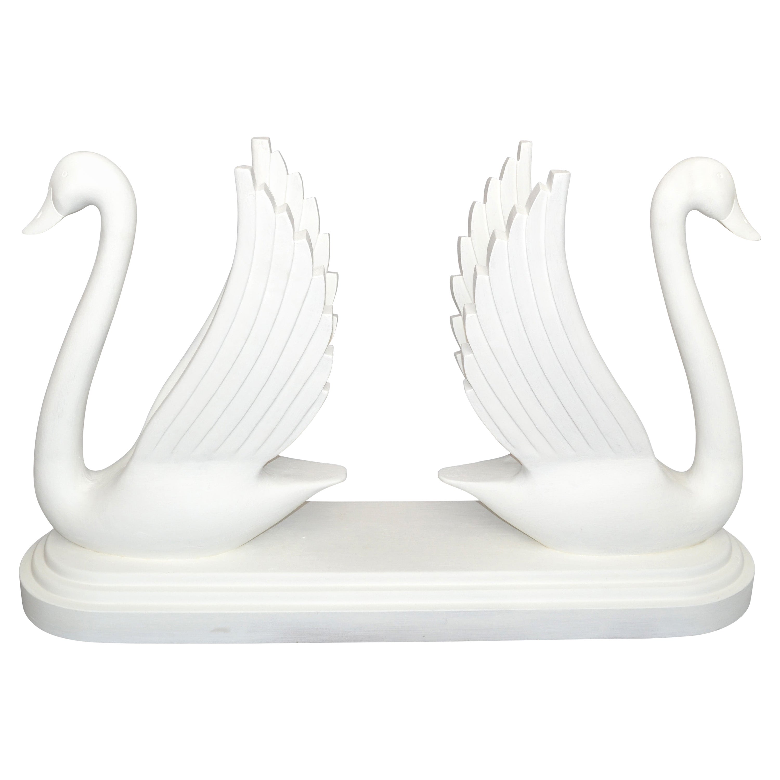 Hollywood Regency Style Sculptural Carved Wood Swan Console Table Base