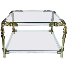 Table basse sculpturale en corde de verre et lucite de style Hollywood Regency, Espagne