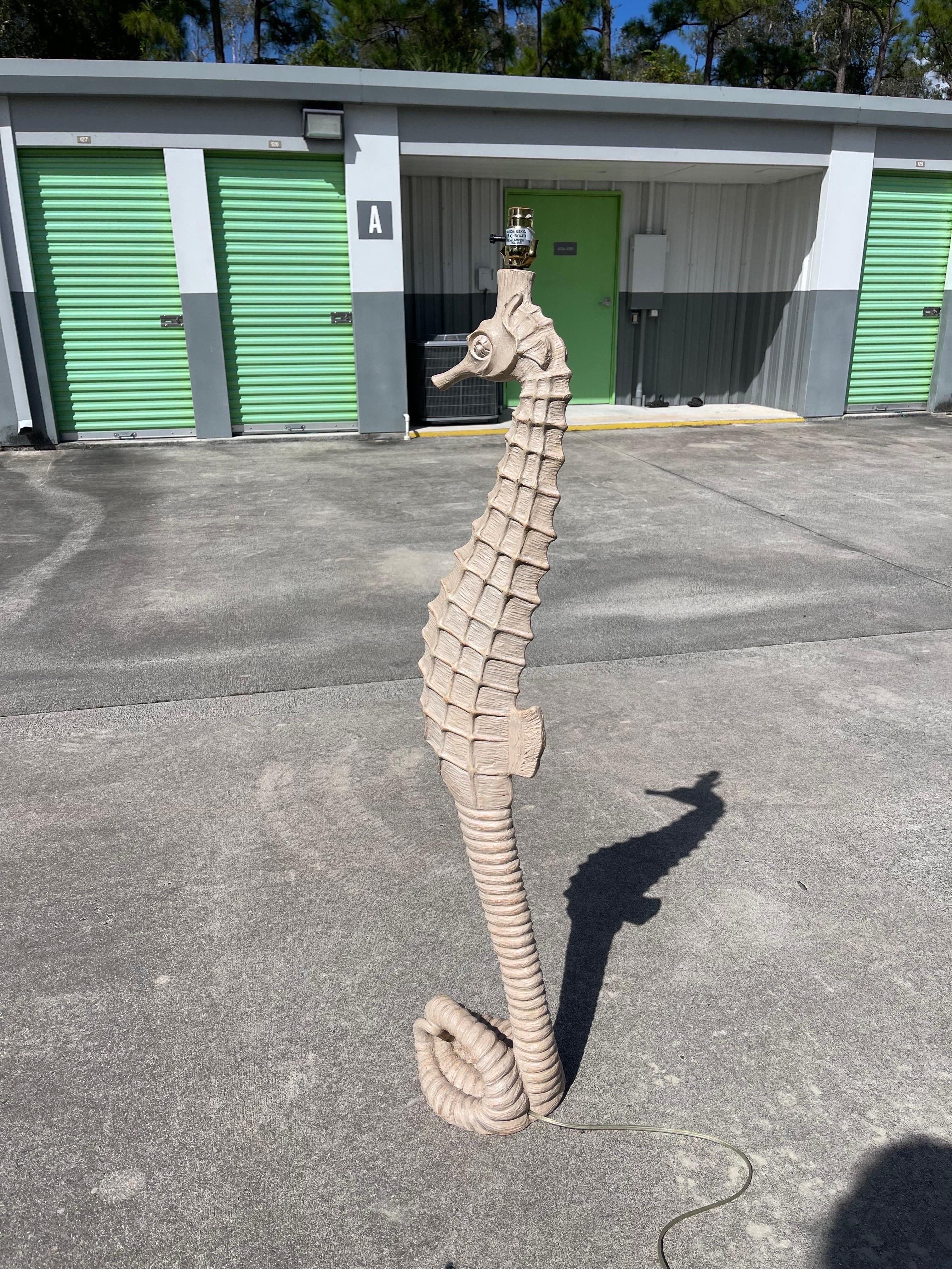 20th Century Hollywood Regency Style Seahorse Form Floor Lamp For Sale