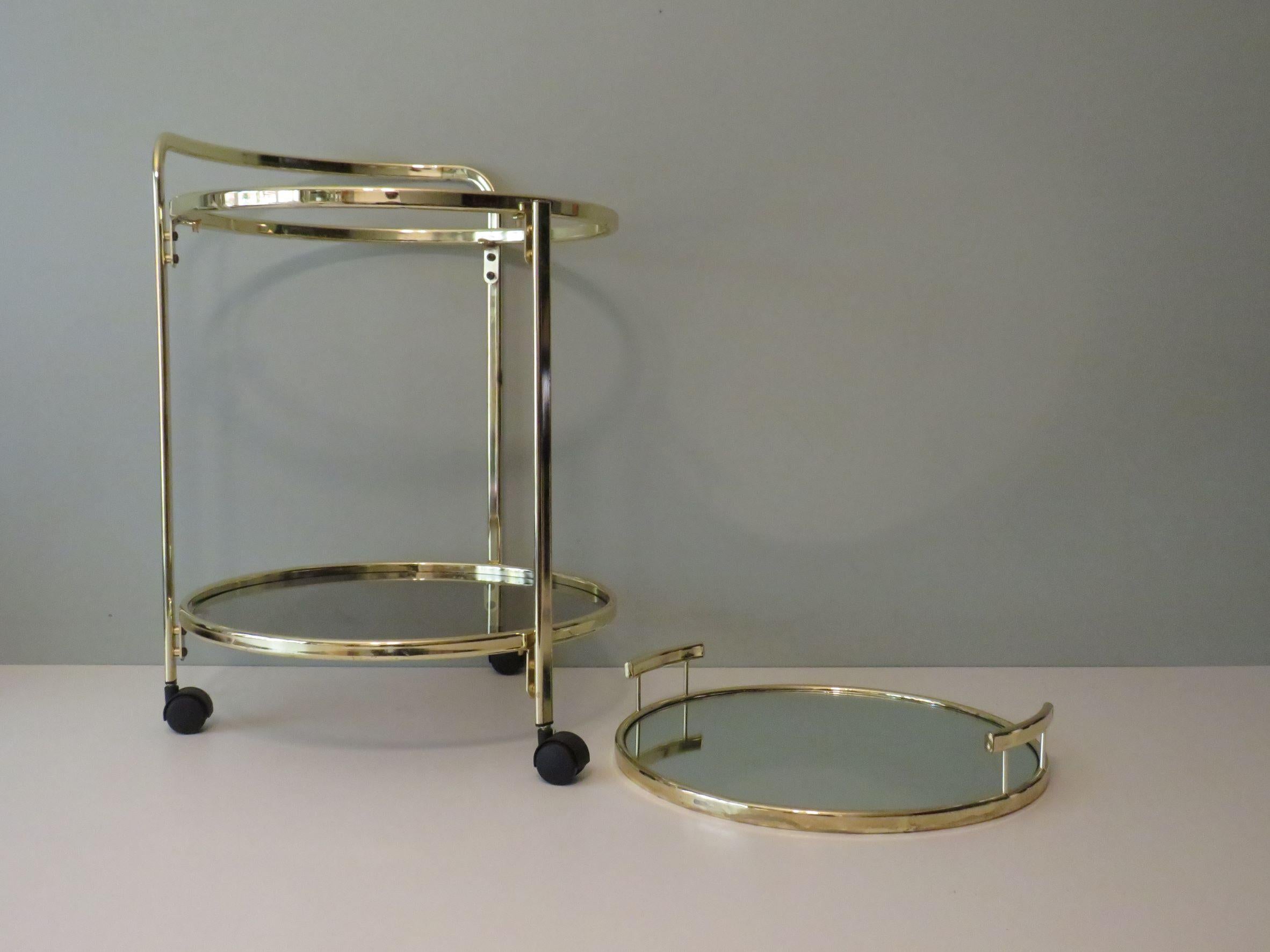 Belgian Hollywood Regency Style Serving Trolley with Removable Tray, 1970