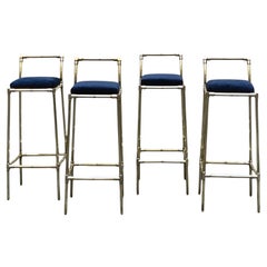 Hollywood Regency Style Set di 4 Sgabelli da Bar, Italia 1970s