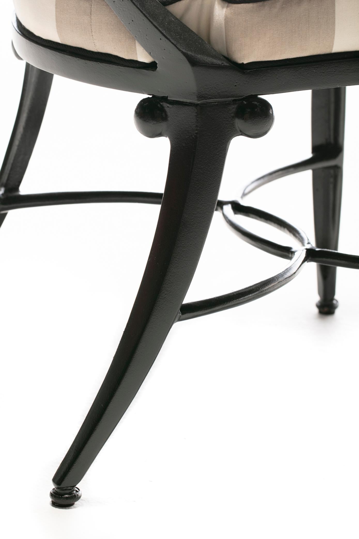 Hollywood Regency Style Set of 16 Indoor Outdoor Black Dining Chairs For Sale 13