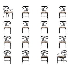 Ensemble de 16 chaises de salle à manger noires pour l'intérieur et l'extérieur, style Hollywood Regency