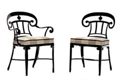 Ensemble de 6 chaises de salle à manger noires pour l'intérieur et l'extérieur, style Hollywood Regency