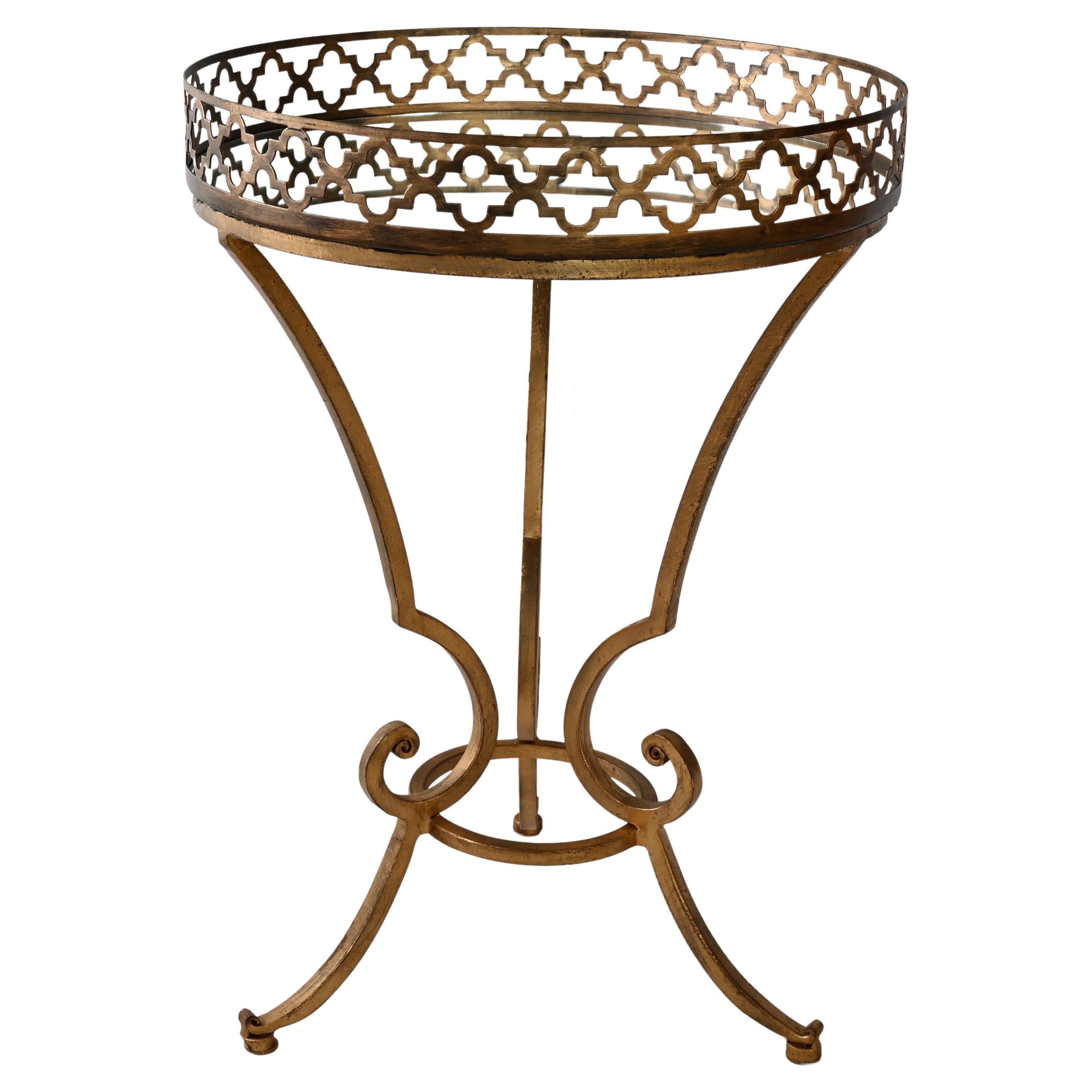 Hollywood Regency Style Side Table or End Table with Mirrored Top