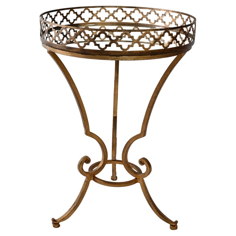 Hollywood Regency Style Side Table or End Table with Mirrored Top For