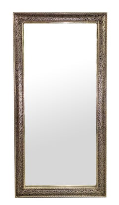 Hollywood Regency Style Silver Filigree Motif Large Wall or Floor Mirror, a Pair