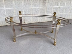 Hollywood Regency Style Silver Plated and Brass Rams Head Cocktail Table