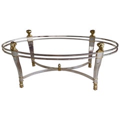 Vintage Hollywood Regency Style Silver Plated and Brass Rams Head Cocktail Table