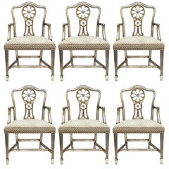 Hollywood Regency Style Silvered and Giltwood Dining Chairs