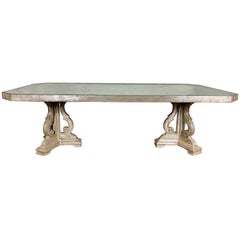 Hollywood Regency Style Silvered and Mirrored Dining Table