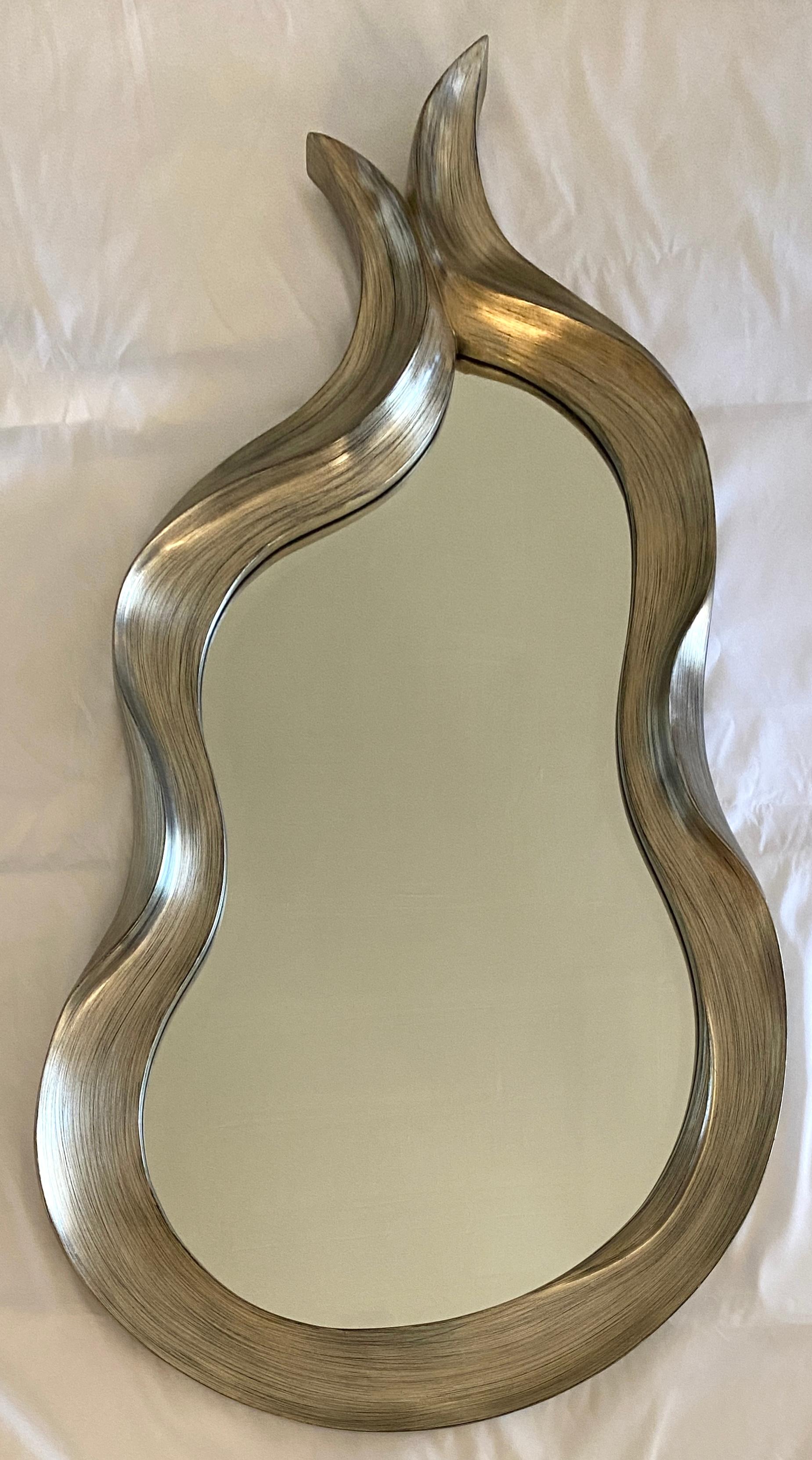 Hollywood Regency Style Curved Silvered Mirror For Sale 1
