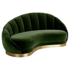 Hollywood Regency Style Sofa Chaise Longue Offered in Velvet