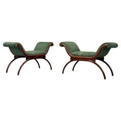Panche in stile Hollywood Regency, legno tinto, Greene & Greene, USA, anni '80