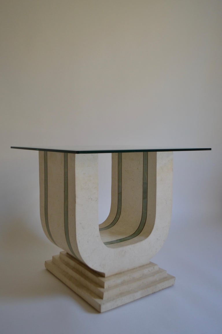 American Hollywood Regency Style Tessellated Stone Coffee Table by Maitland Smith, 1980s For Sale