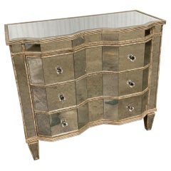 Hollywood Regency Style Three Drawer Mirrored Dresser