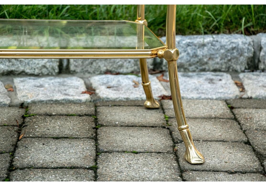 Hollywood Regency Style Tiered Brass and Glass Coffee Table In Good Condition In Bridgeport, CT